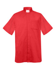Short Sleeve Clergy Shirt with Hidden Button Placket