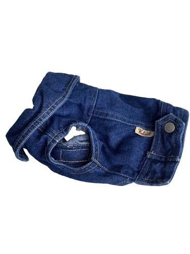 Woolrich Denim Dog  Coat Small Jean Light Wash, Hook-n-Loop Closure Collar Small