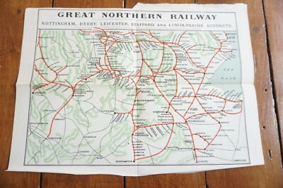 1912 Midland Counties Lincolnshire Great Northern Railway Karte 