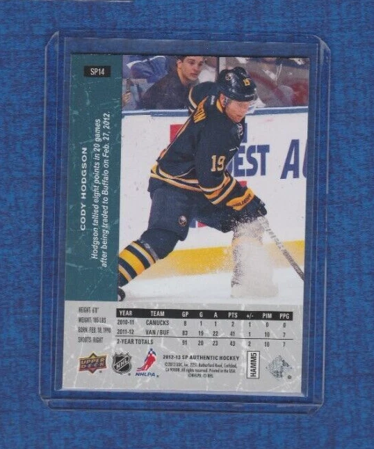2012-13 SP Authentic Hockey 1994-95 SP RETRO # SP14 Cody Hodgson - Image 2 of 2