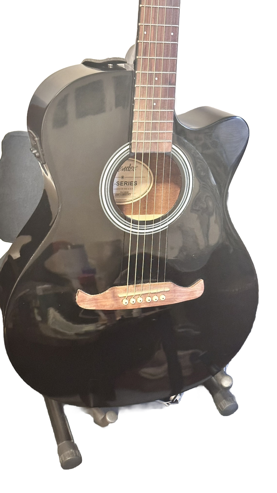 Fender FA135CE Concert AcousticElectric Guitar Black + Guitar Stand