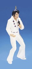 KURT ADLER RESIN ELVIS  IN WHITE JUMPSUIT w/MIC ELVIS PRESLEY CHRISTMAS ORNAMENT