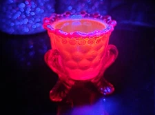 Vintage Degenhart Forget-Me-Not toothpick holder,(glows under blacklight) as is