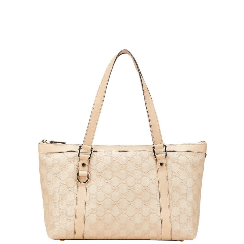 Gucci Shima Tote Bag Beige Pink Leather Women Used from Japan