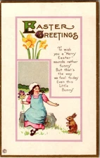 Cute Kids - Children on Vintage Easter Postcard d/24 BJ3871