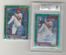 2024 Bowman Chrome Draft Chase Burns Auqa Lava Auto /199 BGS 9 Mint