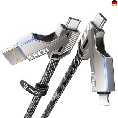 SHEZI 4-in-1 Multi Ladekabel 60W USB C Schnellladekabel Kompatibel mit