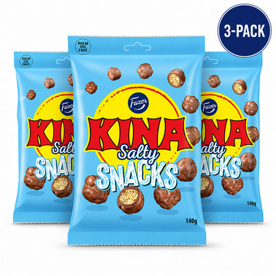 Fazer Kina Salty 3x140g Chocolate Corn Puffs Sweet Salty Nordic Candy 420g