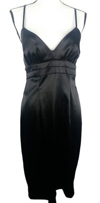 Whimsigoth Black Slip Dress Size 10 Satin Prom Cocktail Low Back Cross Strappy 