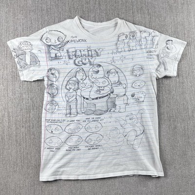 Family Guy Liquid Blue T-Shirt Mens S/M Sketch Graphic AOP Humor Cartoon Tee