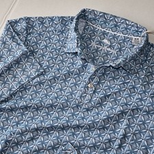 Tommy Bahama Polo Shirt Ocean Mosaic Blue Allure Knit SS New Medium M