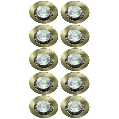 10 x Einbaustrahler Lampe DITO Gold Messing gebürstet rund max. 35W schwenkbar
