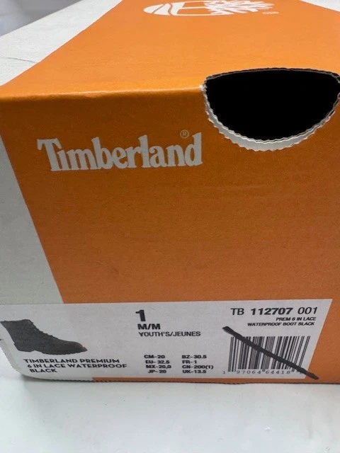 Timberland Premium 6 pulgadas Encaje Impermeable Juvenil 1M - NEGRO-TB112707001 *Nuevo Foto 3 de 4