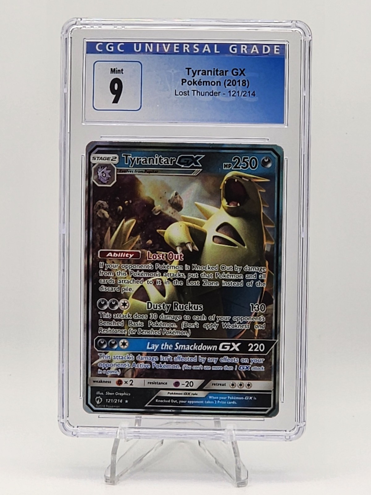 Tyranitar GX 121/214 Sm-Lost Thunder Holo CGC 9