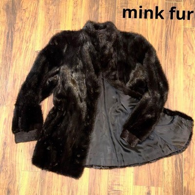 SAGA Mink Fur Coat Asian fit XL US size L Black Authentic