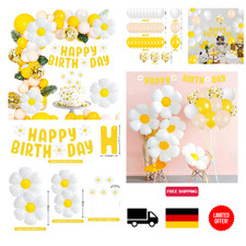 G&auml;nsebl&uuml;mchen Geburtstag Luftballons Set mit Happy Birthday Girlande, 18