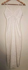 BooHoo Dress Women 4 Ivory Bodycon Halter Midi Strappy Lace Paneled Elegant Chic