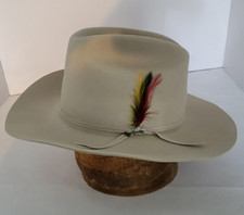 VTG Stetson Rancher 4X Beaver Fur Felt Cowboy Hat Size 7 Silverbelly Stetson Pin