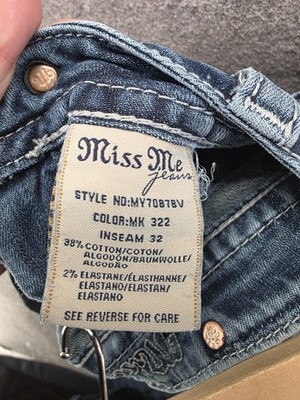 Miss Me Jeans Womens 27 Blue Bootcut Mid Rise Embroidered