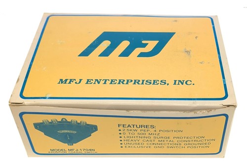 New MFJ MFJ-1704 Antenna Switch 4 Position Lightning Surge Protection 0-500MHz - Picture 1 of 5