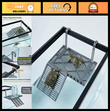 Large Turtle Basking Platform with Food Tray, Non-Slip Ramp for 50-120 Gallon Ta