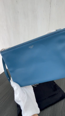Celine Trio Small Lambskin Leather Shoulder Bag Pouch Pochette