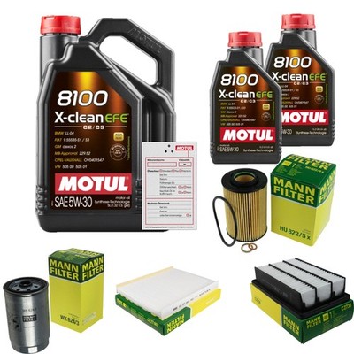 MANN Inspektionspaket 7L MOTUL 8100 X-CLEAN EFE 5W-30 für Hyundai Santa Fé II