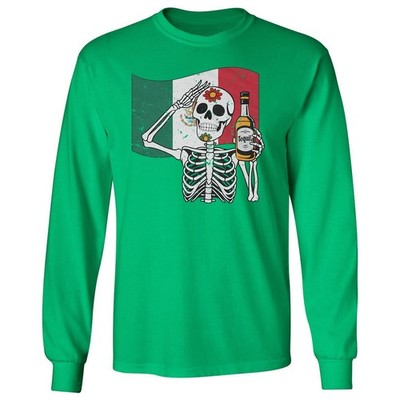 Mexican Tequila - Dia De Los Muertos Day of the Dead Long Sleeve T-Shirt