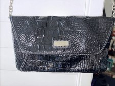 Vtg NINE WEST Blk Crossbody BAG CLUTCH Formal Silver Chain Strap Friends Tv