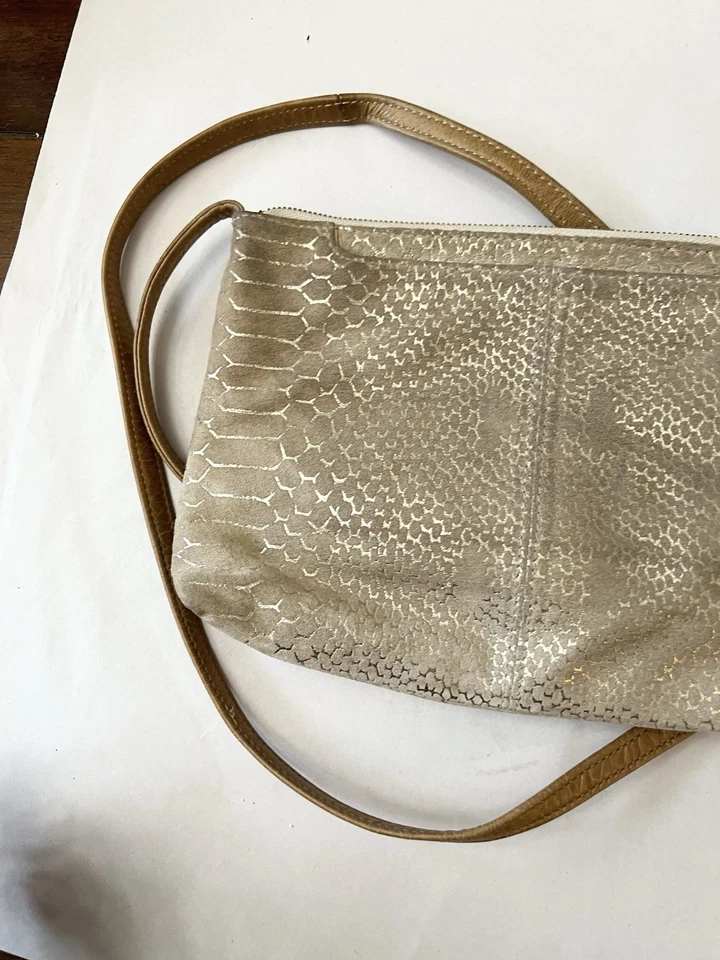 Hobo Small Metallic Snakeskin Leather Mara Zip Crossbody Handbag Travel - Image 3 of 4