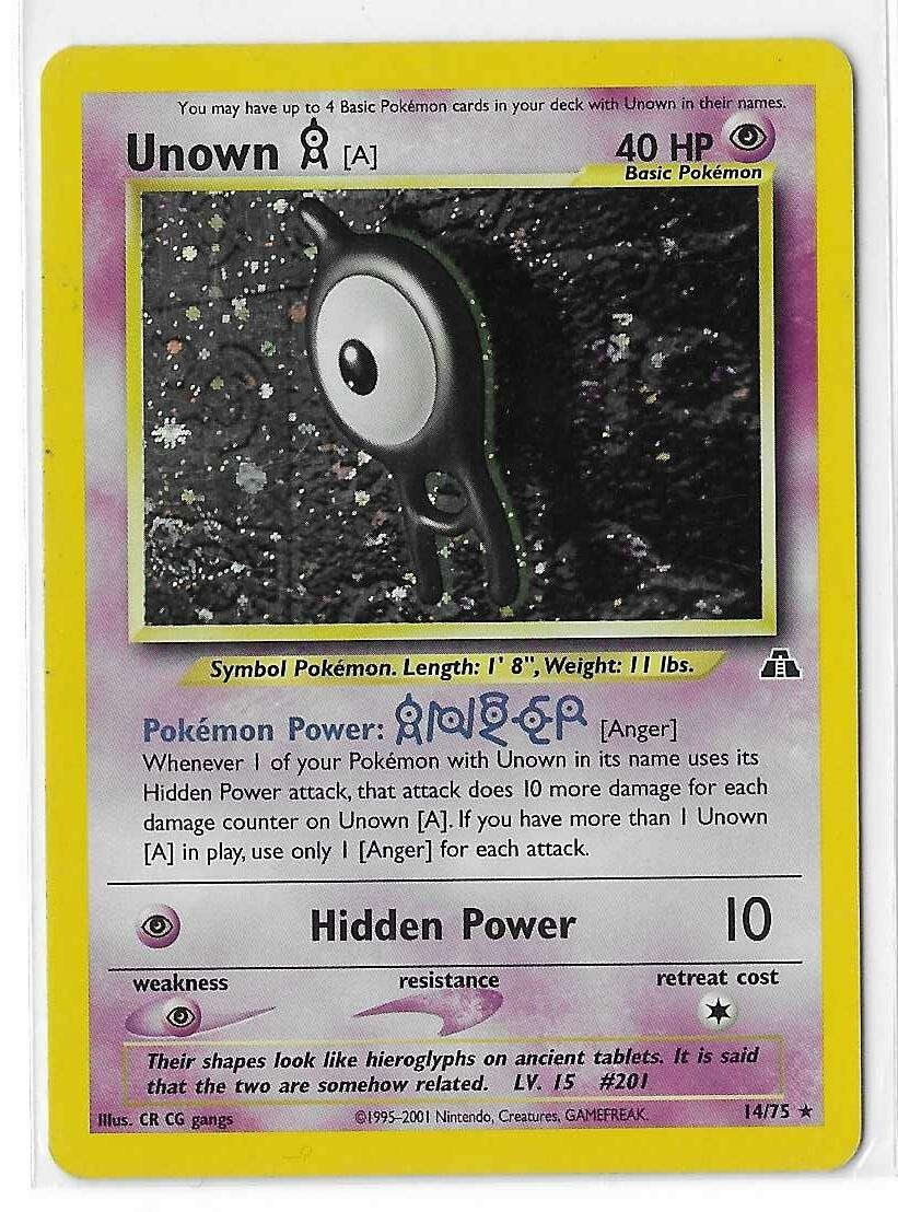 Unown A 14/75 Neo Discovery WOTC Vintage Holo Rare Pokemon TCG Card MP