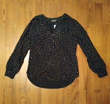 gepunktete Bluse, blau mit lachsfarbenen Punkten neu, C&A, Größe 40