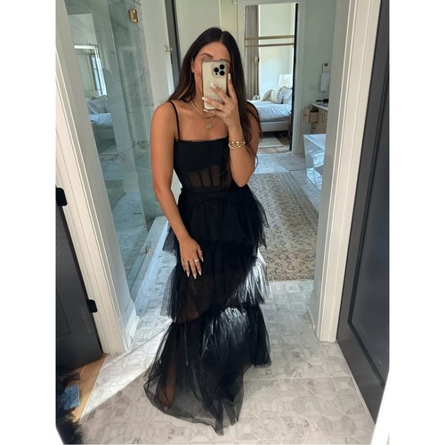 BCBGMAXAZRIA Oly Black Corset Tulle Gown Maxi Dress 4