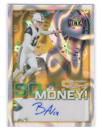 2025 Leaf Metal BRANDON AUBREY Auto 1/1 Gold Lava Beauty!!! Cowboys