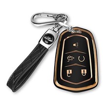 For Cadillac Key Fob Cover with Keychain TPU Protector Suitable for Black