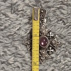 900 Silver Jerusalem Cross Pendant Pink Cabochon Religious VTG  Handmade  — photo 5