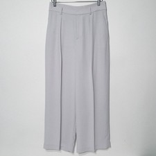Uniqlo Womens Pants Pleated Wide Leg Dress Trousers SizeL 30-31 Gray Norm Career