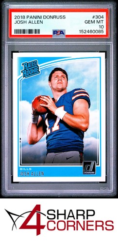 2018 PANINI DONRUSS #304 JOSH ALLEN RC RATED ROOKIE BILLS PSA 10