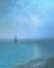 Original oil on canvas Impasto painting, Hand-painted seascape, Impressionism