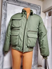 Vtg Gander Mountain Buffalo Plaid Flanne Wilderness Down Jacket  Coat S Bomber