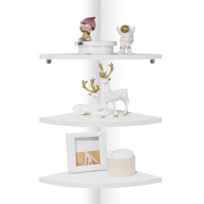 Corner Wall Shelf Set of 3, Floating Corner Shelves for Wall, Rustic Wood Wal...
