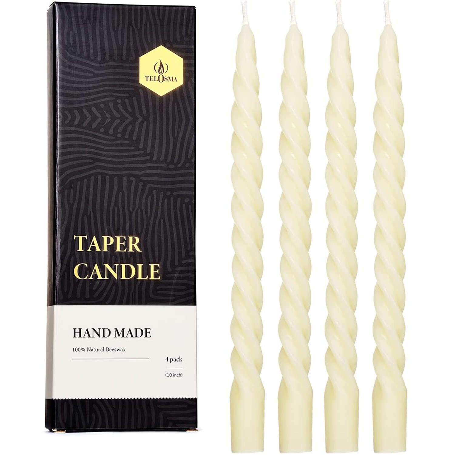 Set Of 4, Spiral Taper Candle Sticks Dripless Long Cand...