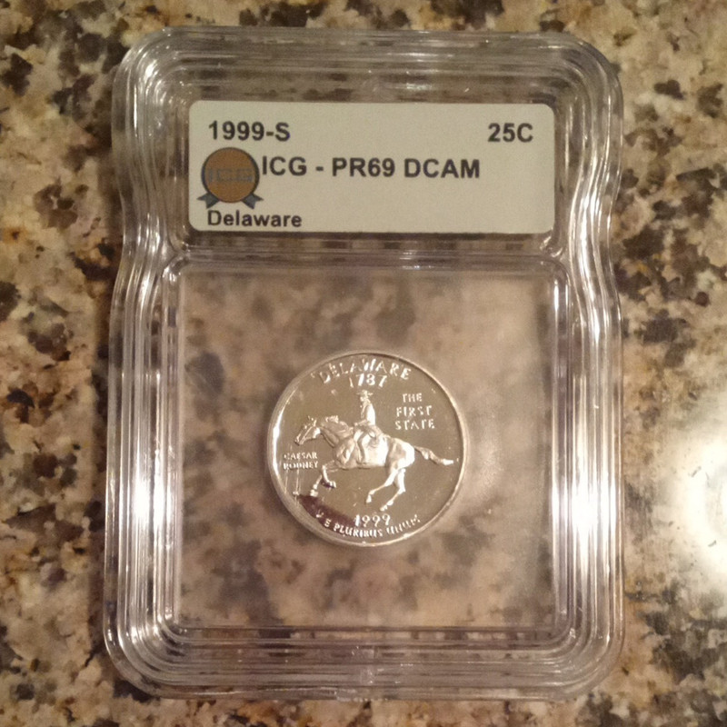 1999-S Delaware State Quarter 25C Proof San Francisco Mint ICG PR69 DCAM