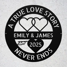 Custom Love Hearts Metal Sign Romantic Art Couple Valentine Birthday Gift Idea