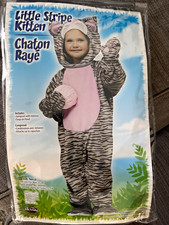 Fun World Little Stripe Kitten Toddler Costume 3T Hooded Jumpsuit w/ Mittens