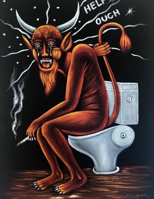デビル☆トイレ☆タバコ☆喫煙☆メキシコ☆絵画☆アート☆壁掛け☆悪魔