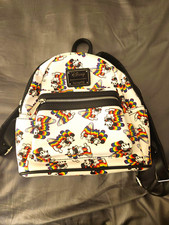 Loungefly Disney Mickey Mouse Rainbow Print Mini Backpack White/Black