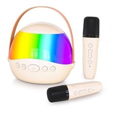 2025 New Mini Karaoke Machine Speaker for Kids Adults,Portable Bluetooth Beige