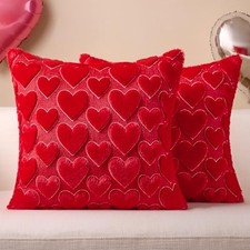 Valentines Pillow Covers 18 x 18 Inch Set of 18" x 18" Pack of 2 Red Heart