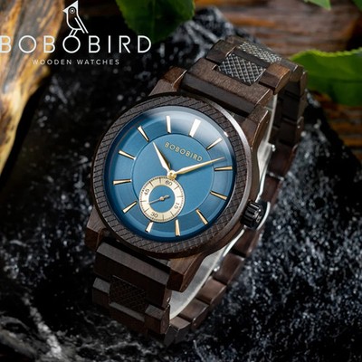 BOBOBIRD Wooden Watch Men's Quartz Wristwatch Natural Wood Custom Engraving Gift